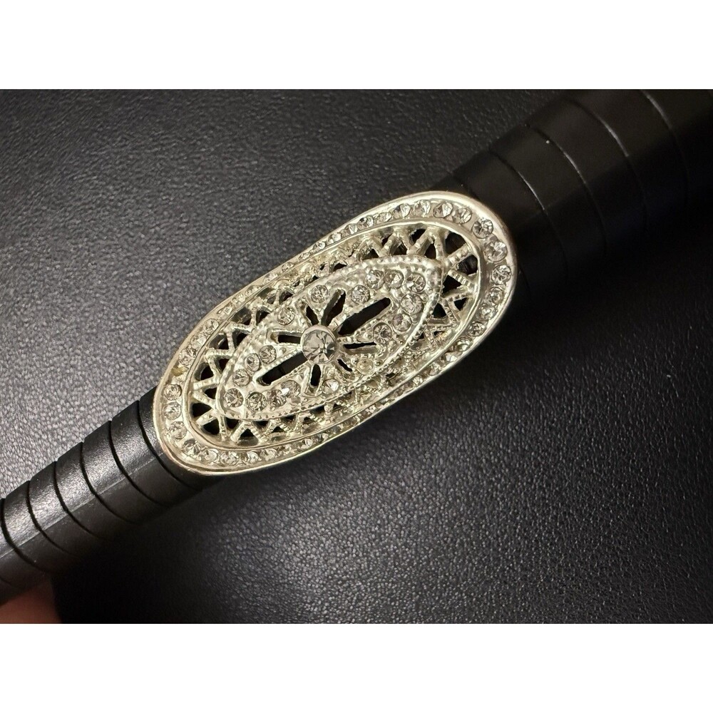 Art Deco Style Vtg Ring Pierced Silver Tone Oval Low Profile Lacework Size 8.5
